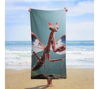 ERSTSNCK Devil's Flower Mantis Beach Towel Oversized 31" X 63" Absorbent Towels Quick Dry Pool Towel Lightweight Bath Towels Sandproof Beach Blanket for Gym Swimming Sports Travel Gifts