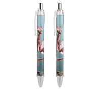 ERSTSNCK Devil's Flower Mantis Black Ballpoint Pens Fine Point (0.5mm) Black Ink Pen Retractable Ball Point Pens with Comfortable Full Grip for Journaling, And Office Writing Ideal 2 PCS
