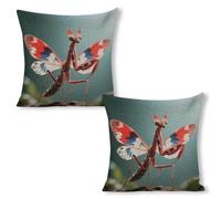 ERSTSNCK Devil's Flower Mantis Pillow Covers 18"x18"（2pcs） Linen Throw Pillow Covers - Double Sided Decorative Square Cushion Cases for Sofa, Bed, Chair (No Insert Included)