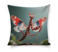 ERSTSNCK Devil's Flower Mantis Pillow Covers 18"x18" Linen Throw Pillow Covers - Double Sided Decorative Square Cushion Cases for Sofa, Bed, Chair (No Insert Included)
