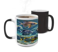 ERSTSNCK Different Fish Color Changing Mug Heat Changing Coffee Mug Funny Magic Cup Heat Sensitive Travel Mugs Novelty Coffee Cups Personalized Customized Gift for Men Women 11 Oz