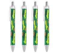 ERSTSNCK Dino Adventure Print Black Ballpoint Pens Fine Point (0.5mm) Black Ink Pen Retractable Ball Point Pens with Comfortable Full Grip for Journaling, And Office Writing Ideal 4 PCS