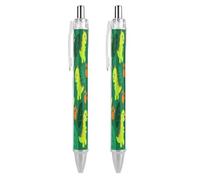 ERSTSNCK Dino Adventure Print Black Ballpoint Pens Fine Point (0.5mm) Black Ink Pen Retractable Ball Point Pens with Comfortable Full Grip for Journaling, And Office Writing Ideal 2 PCS