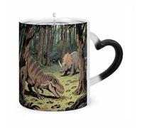 ERSTSNCK Dinosaur Jungle Color Changing Mug Heat Changing Coffee Mugs Funny Magic Cup Heat Sensitive Travel Mug Novelty Coffee Cups Personalized Customized Gift Idea for Men & Women 11 Oz