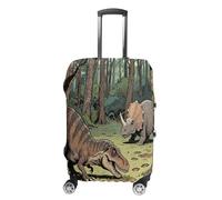 ERSTSNCK Dinosaur Jungle Luggage Suitcase Covers Elastic Washable Cute Luggage Protector Travel Suitcase Protective Cover For Adult (Fit 19-32 Inch Luggages), white, Small, Dinosaur Jungle