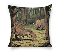 ERSTSNCK Dinosaur Jungle Pillow Covers 18"x18" Linen Throw Pillow Covers - Double Sided Decorative Square Cushion Cases for Sofa, Bed, Chair (No Insert Included)