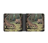 ERSTSNCK Dinosaur Jungle Wallet for Men Bifold Rfid Blocking Slim Money Clip Front Pocket Wallet Card Holder