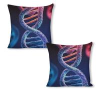 ERSTSNCK DNA Genetic Helix Pillow Covers 18"x18"（2pcs） Linen Throw Pillow Covers - Double Sided Decorative Square Cushion Cases for Sofa, Bed, Chair (No Insert Included)