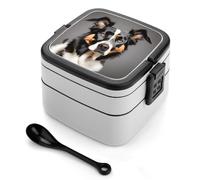 ERSTSNCK Dog Breed Bento Box 1000ml Leak Proof Lunch Container with Removable Dividers & Spoon - BPA-Free PP Stackable Lunch Box for Work, Office, Picnic, Travel, Dining Out
