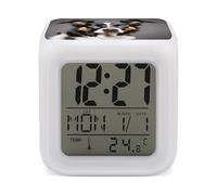 ERSTSNCK Dog Breed Night Light Alarm Clock LED Display Alarms for Bedroom Smart Digital Alarm Clock Wtih 7 Colorful Ambient Lights Sleep Timer for Heavy Sleepers Simple Operation