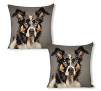 ERSTSNCK Dog Breed Pillow Covers 18"x18"（2pcs） Linen Throw Pillow Covers - Double Sided Decorative Square Cushion Cases for Sofa, Bed, Chair (No Insert Included)