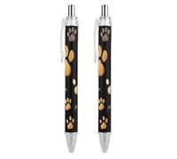 ERSTSNCK Dog Paw Print Black Ballpoint Pens Fine Point (0.5mm) Black Ink Pen Retractable Ball Point Pens with Comfortable Full Grip for Journaling, And Office Writing Ideal 2 PCS