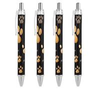 ERSTSNCK Dog Paw Print Black Ballpoint Pens Fine Point (0.5mm) Black Ink Pen Retractable Ball Point Pens with Comfortable Full Grip for Journaling, And Office Writing Ideal 4 PCS