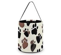 ERSTSNCK Dog Paw Prints Halloween Candy Buckets Reusable Tote Candy Bag - Trick Or Treat Goody Bag with Handles