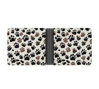 ERSTSNCK Dog Paw Prints Wallet for Men Bifold Rfid Blocking Slim Money Clip Front Pocket Wallet Card Holder