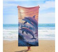 ERSTSNCK Dolphins Art Beach Towel Oversized 31" X 63" Absorbent Towels Quick Dry Pool Towel Lightweight Bath Towels Sandproof Beach Blanket for Gym Swimming Sports Travel Gifts