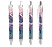 ERSTSNCK Dolphins Art Black Ballpoint Pens Fine Point (0.5mm) Black Ink Pen Retractable Ball Point Pens with Comfortable Full Grip for Journaling, And Office Writing Ideal 4 PCS