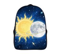 ERSTSNCK Domestic Cat Laptop Backpack for Travel Work, 16In Cute Bookbag, Computer Backpack, Casual Daypack, Moon Sun, 40x28x16cm