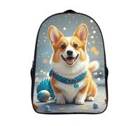 ERSTSNCK Domestic Cat Laptop Backpack for Travel Work, 16In Cute Bookbag, Computer Backpack, Casual Daypack, Cartoon Corgi Dog, 40x28x16cm