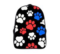 ERSTSNCK Domestic Cat Laptop Backpack for Travel Work, 16In Cute Bookbag, Computer Backpack, Casual Daypack, Red Blue White Dogs and Cats Paws, 40x28x16cm
