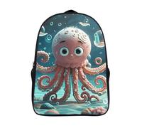 ERSTSNCK Domestic Cat Laptop Backpack for Travel Work, 16In Cute Bookbag, Computer Backpack, Casual Daypack, Cartoon Octopus, 40x28x16cm