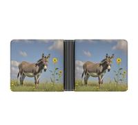 ERSTSNCK Donkey And Flower Wallet for Men Bifold Rfid Blocking Slim Money Clip Front Pocket Wallet Card Holder