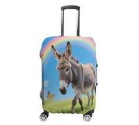 ERSTSNCK Donkey & Butterflies (Rainbow) Luggage Suitcase Covers Elastic Washable Cute Luggage Protector Travel Suitcase Protective Cover For Adult (Fit 19-32 Inch Luggages) X-Large, white, XL, Donkey