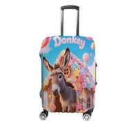 ERSTSNCK Donkey in Candy Luggage Suitcase Covers Elastic Washable Cute Luggage Protector Travel Suitcase Protective Cover For Adult (Fit 19-32 Inch Luggages), white, L, Donkey in Candy
