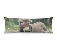 ERSTSNCK Donkey in Daisy Bush Body Pillow Pillowcase 20"x54" Lumbar Throw Pillow Covers with Hidden Zipper Breathable & Cozy Full Long Bodypillow Case Cover for Sleeping Bedroom Couch Sofa Decor