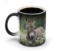 ERSTSNCK Donkey in Daisy Bush Color Changing Mug 11 Oz Heat Changing Coffee Mugs Funny Magic Cup Heat Sensitive Ceramics Mug Novelty Coffee Cups Personalized Customized Gift Idea for Men & Women