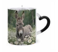 ERSTSNCK Donkey in Daisy Bush Color Changing Mug Heat Changing Coffee Mugs Funny Magic Cup Heat Sensitive Travel Mug Novelty Coffee Cups Personalized Customized Gift Idea for Men & Women 11 Oz