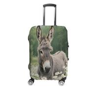 ERSTSNCK Donkey in Daisy Bush Luggage Suitcase Covers Elastic Washable Cute Luggage Protector Travel Suitcase Protective Cover For Adult (Fit 19-32 Inch Luggages) X-Large, white, S, Donkey in Daisy