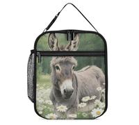 ERSTSNCK Donkey in Daisy Bush Lunch Bag for Adults Reusable Insulated Lunchbox Leakproof Small Lunch Box Tote for Men & Women Portable Food Cooler Bag for Work, Office, Picnics