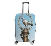 ERSTSNCK Dove on Ivy Column Luggage Suitcase Covers Elastic Washable Cute Luggage Protector Travel Suitcase Protective Cover For Adult (Fit 19-32 Inch Luggages), white, L, Dove on Ivy Column