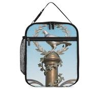 ERSTSNCK Dove on Ivy Column Lunch Bag for Adults Reusable Insulated Lunchbox Leakproof Small Lunch Box Tote for Men & Women Portable Food Cooler Bag for Work, Office, Picnics