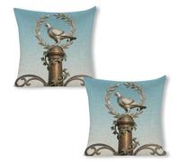 ERSTSNCK Dove on Ivy Column Pillow Covers 18"x18"（2pcs） Linen Throw Pillow Covers - Double Sided Decorative Square Cushion Cases for Sofa, Bed, Chair (No Insert Included)