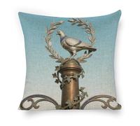 ERSTSNCK Dove on Ivy Column Pillow Covers 18"x18" Linen Throw Pillow Covers - Double Sided Decorative Square Cushion Cases for Sofa, Bed, Chair (No Insert Included)