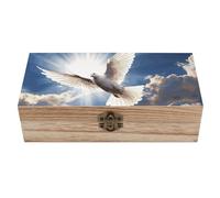 ERSTSNCK Dove Sky Wooden Storage Box Elegant Retro Jewelry Box with Hinged Lid Decorative Keepsake Boxes Decor Handmade Organizer Boxes for Wedding, Party, Gift, Diy Craft, Home Decor