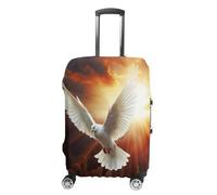 ERSTSNCK Dove Sun Art Luggage Suitcase Covers Elastic Washable Cute Luggage Protector Travel Suitcase Protective Cover For Adult (Fit 19-32 Inch Luggages), white, Small, Dove Sun Art