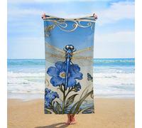 ERSTSNCK Dragonfly Forget-me-not Beach Towel Oversized 31" X 63" Absorbent Towels Quick Dry Pool Towel Lightweight Bath Towels Sandproof Beach Blanket for Gym Swimming Sports Travel Gifts
