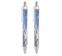 ERSTSNCK Dragonfly Jacaranda Leaf Black Ballpoint Pens Fine Point (0.5mm) Black Ink Pen Retractable Ball Point Pens with Comfortable Full Grip for Journaling, And Office Writing Ideal 2 PCS