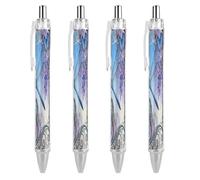 ERSTSNCK Dragonfly Jacaranda Leaf Black Ballpoint Pens Fine Point (0.5mm) Black Ink Pen Retractable Ball Point Pens with Comfortable Full Grip for Journaling, And Office Writing Ideal 4 PCS