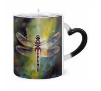 ERSTSNCK Dragonfly Painting Color Changing Mug Heat Changing Coffee Mugs Funny Magic Cup Heat Sensitive Travel Mug Novelty Coffee Cups Personalized Customized Gift Idea for Men & Women 11 Oz
