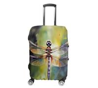 ERSTSNCK Dragonfly Painting Luggage Suitcase Covers Elastic Washable Cute Luggage Protector Travel Suitcase Protective Cover For Adult (Fit 19-32 Inch Luggages) X-Large, white, L, Dragonfly Painting