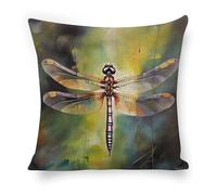 ERSTSNCK Dragonfly Painting Pillow Covers 18"x18" Linen Throw Pillow Covers - Double Sided Decorative Square Cushion Cases for Sofa, Bed, Chair (No Insert Included)
