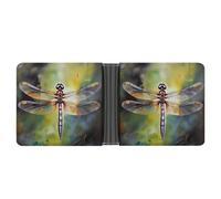 ERSTSNCK Dragonfly Painting Wallet for Men Bifold Rfid Blocking Slim Money Clip Front Pocket Wallet Card Holder