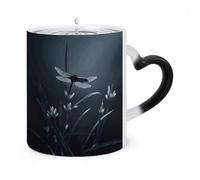 ERSTSNCK Dragonfly Silhouette Color Changing Mug Heat Changing Coffee Mugs Funny Magic Cup Heat Sensitive Travel Mug Novelty Coffee Cups Personalized Customized Gift Idea for Men & Women 11 Oz
