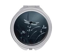 ERSTSNCK Dragonfly Silhouette Compact Mirror for Purse, Double-Sided 1x/2x Magnifying Metal Pocket Makeup Mirrors, Folding Mini Vanity Mirror, Handheld Round Travel Cosmetic Mirrors for Women