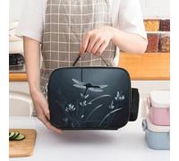 ERSTSNCK Dragonfly Silhouette Insulated Lunch Bag for Women Lunch Box Large Capacity, Leakproof Tote with Detachable Handles- 5-Hour Cold/Hot Retention Cooler Bag for Office, Picnic, Camping