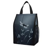 ERSTSNCK Dragonfly Silhouette Insulated Lunch Bag Leakproof Insulated Cooler Bags Reusable Cooler Tote Foldable Lunchbox for Adult Women Men for Work Travel Picnic